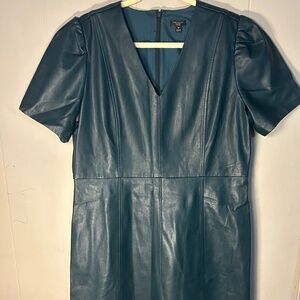 Ann Taylor 16P Forest Green Faux Leather Dress